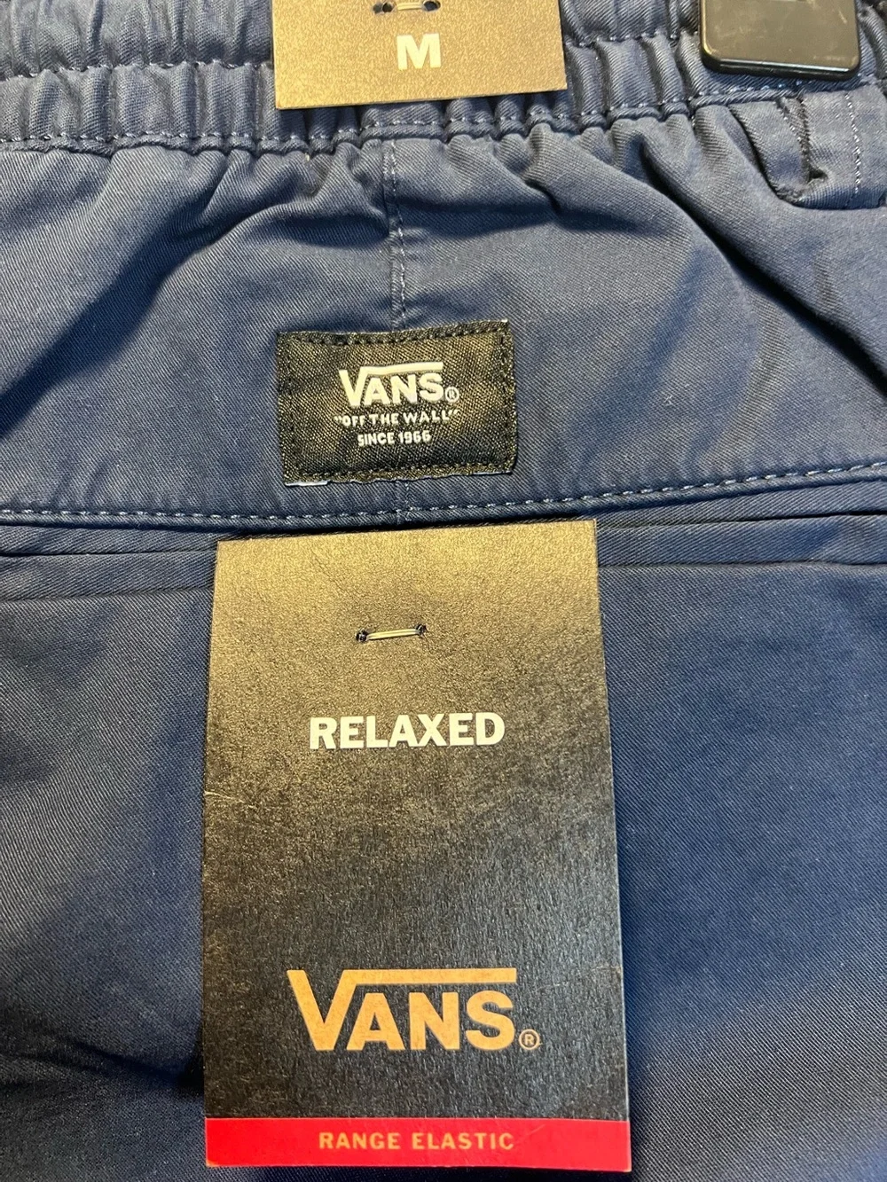 NWT Vans Mens Range Elastic Relaxed Fit Pants Size Medium Color Navy Blue